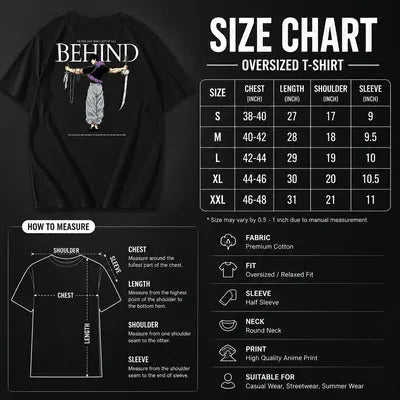 Men's Premium Cotton Anime Back Print T-Shirt – Oversized Casual Streetwear Tee