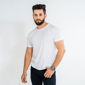 Men's Plain Cotton Jersey T-Shirt White Medium to XL