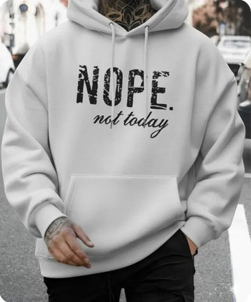 Grey Printed Hoodie "NOPE. not today" for Men